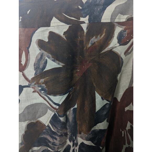 Krizia Vintage Y2K  Midi Skirt Linen Brown Floral Elastic Bubble Hem Size 40 - Picture 9 of 10